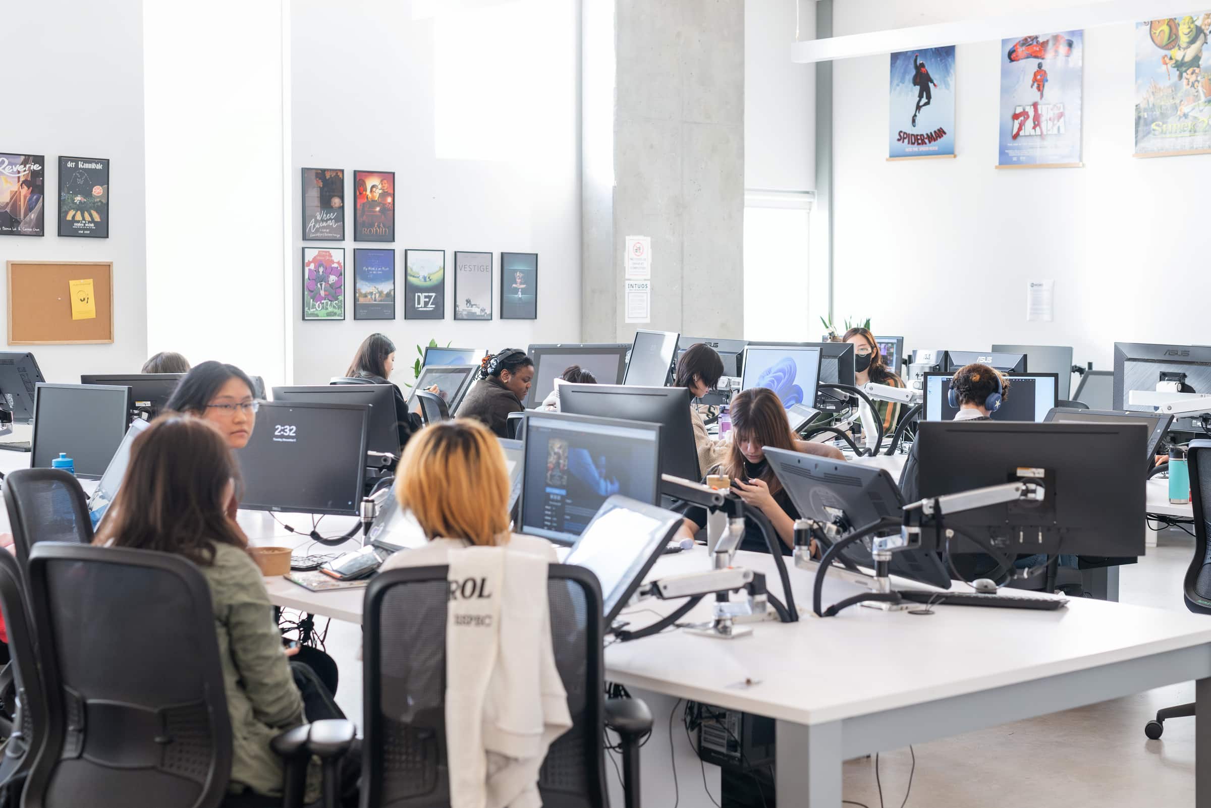 Students working in the animation studio.