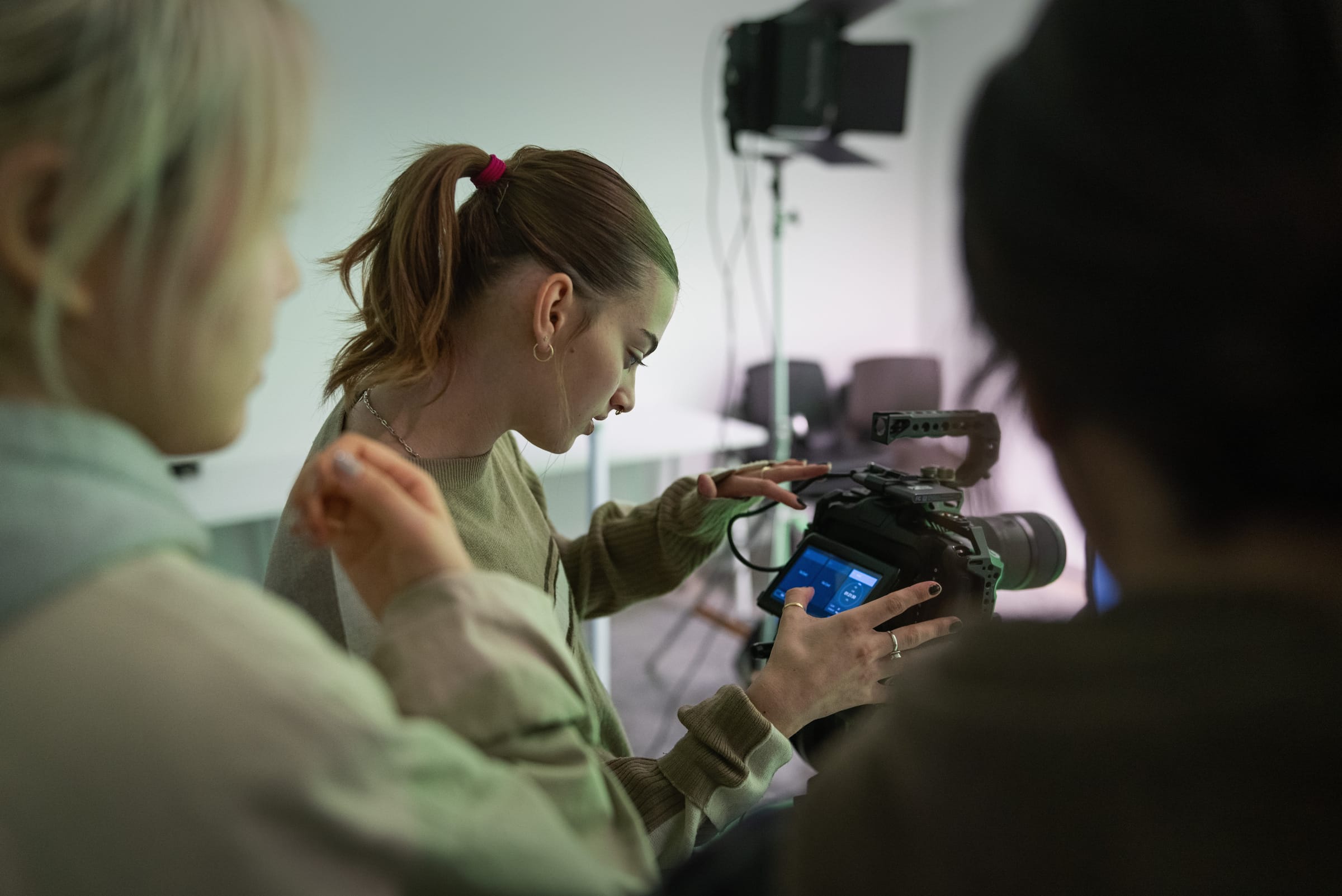 Student setting up their camera.