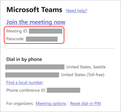 A screenshot that shows an example of a Teams Meeting Invitation.