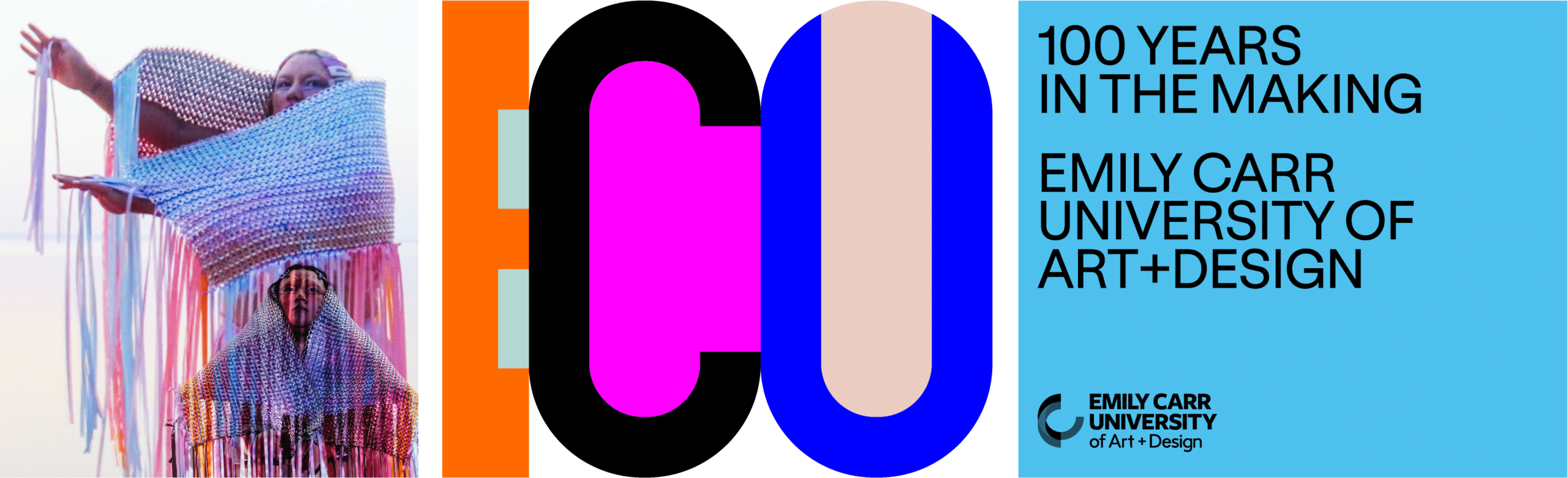 ECU 100 Campaign featuring image by Alumna artist Cheyenne Rain LeGrande