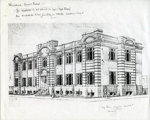 A drawing of the Vancouver School of Decorative and Applied Arts Building